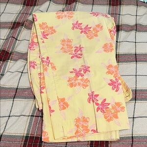 Yellow Floral Cotton Pants